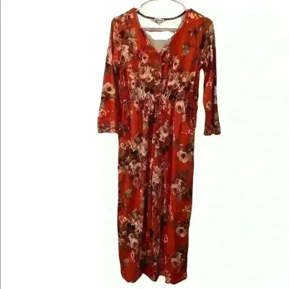 Chenault Girl Orange Floral Dress - Picture 1 of 2